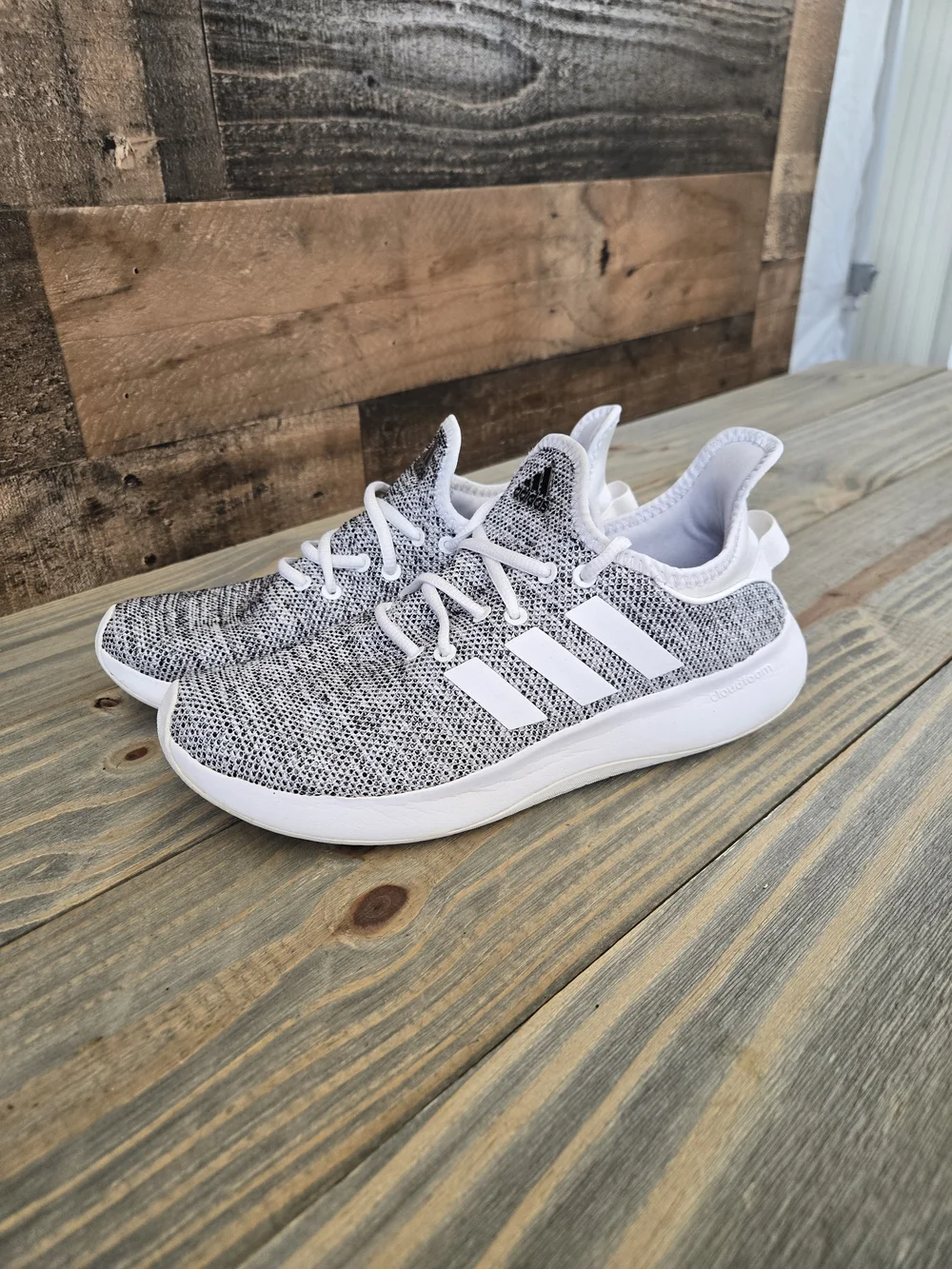 Adidas Cloudfoam Pure Athletic Sneakers IF3393 Cloud White/Core Black Women Sz 8